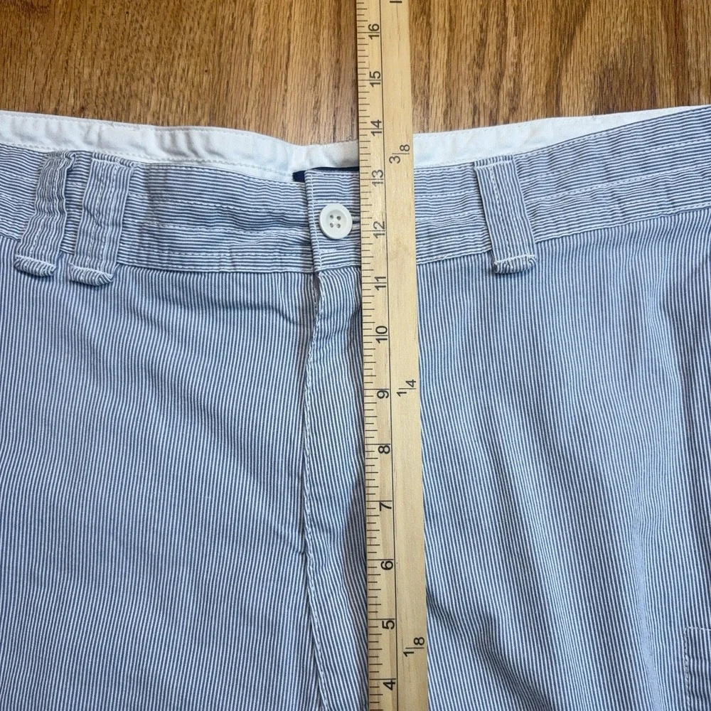 Polo Ralph Lauren Cargo Shorts Mens 40 Tall (Tag 42) Blue Seersucker Y2K FLAW